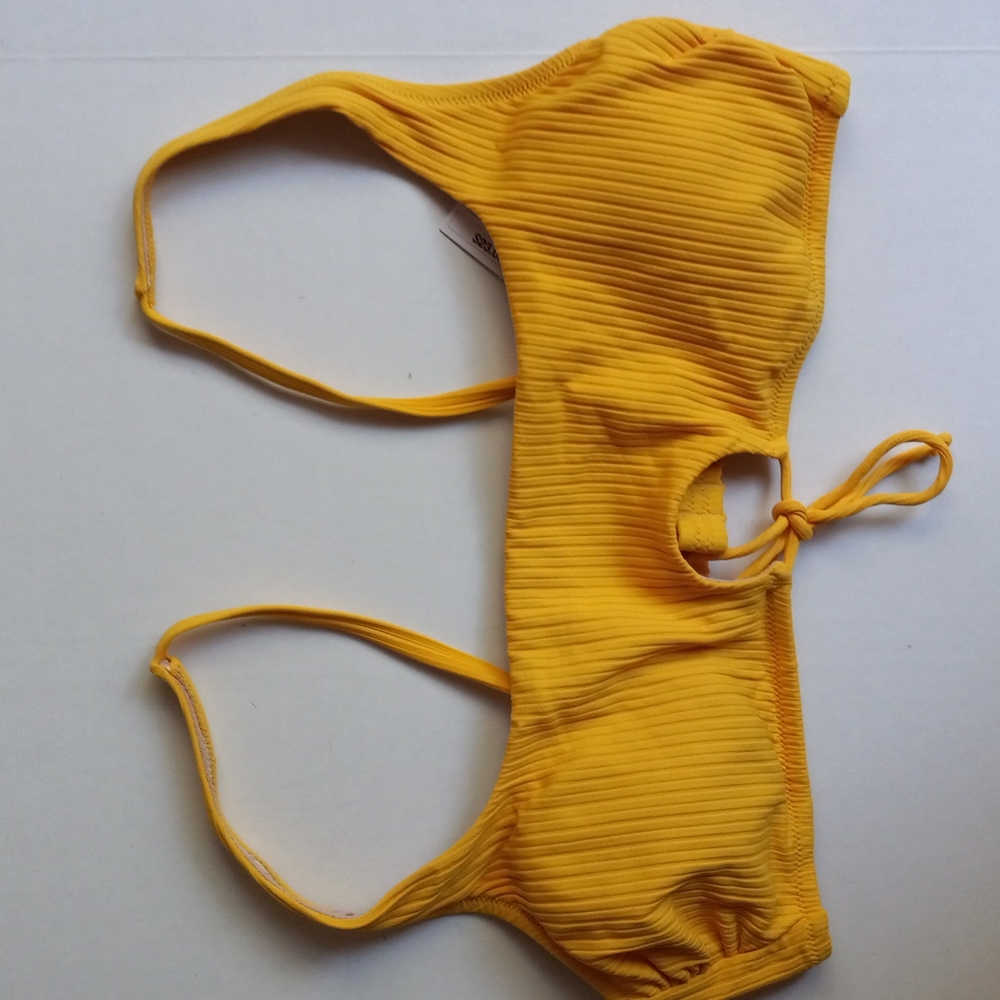 YELLOW PEEP HOLE BIKINI TOP